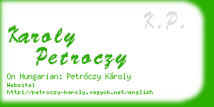 karoly petroczy business card